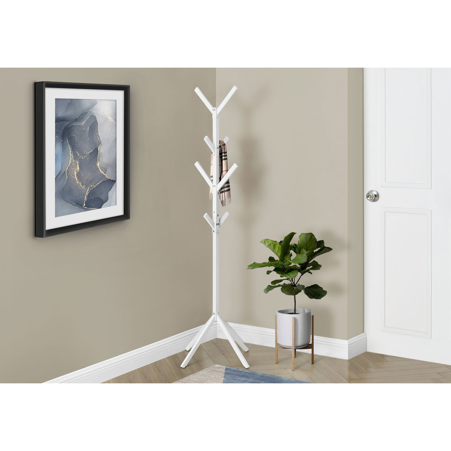 Monarch Modern 70" Metal Coat Rack - White