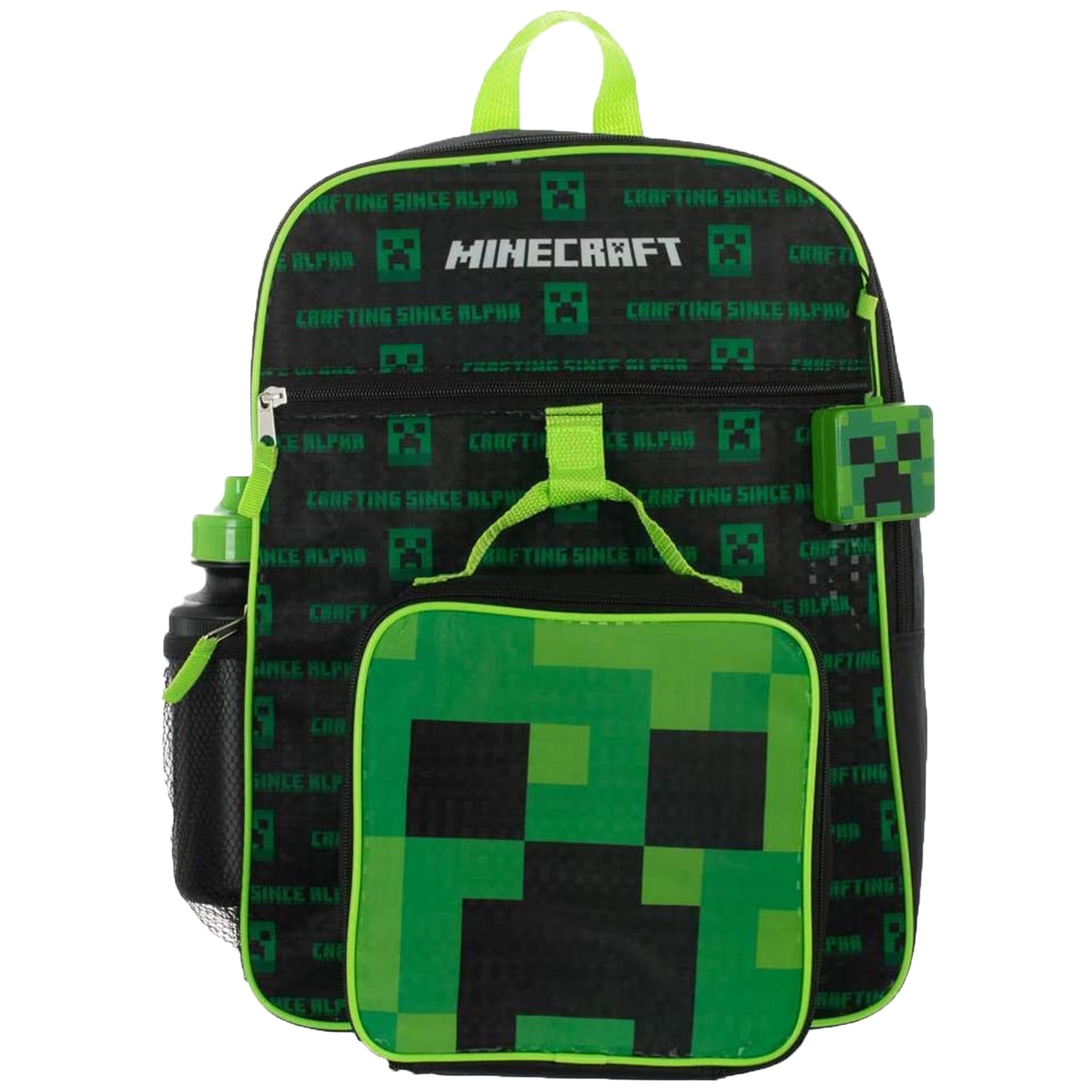 Minecraft Creeper 5 Piece Kids Backpack Set