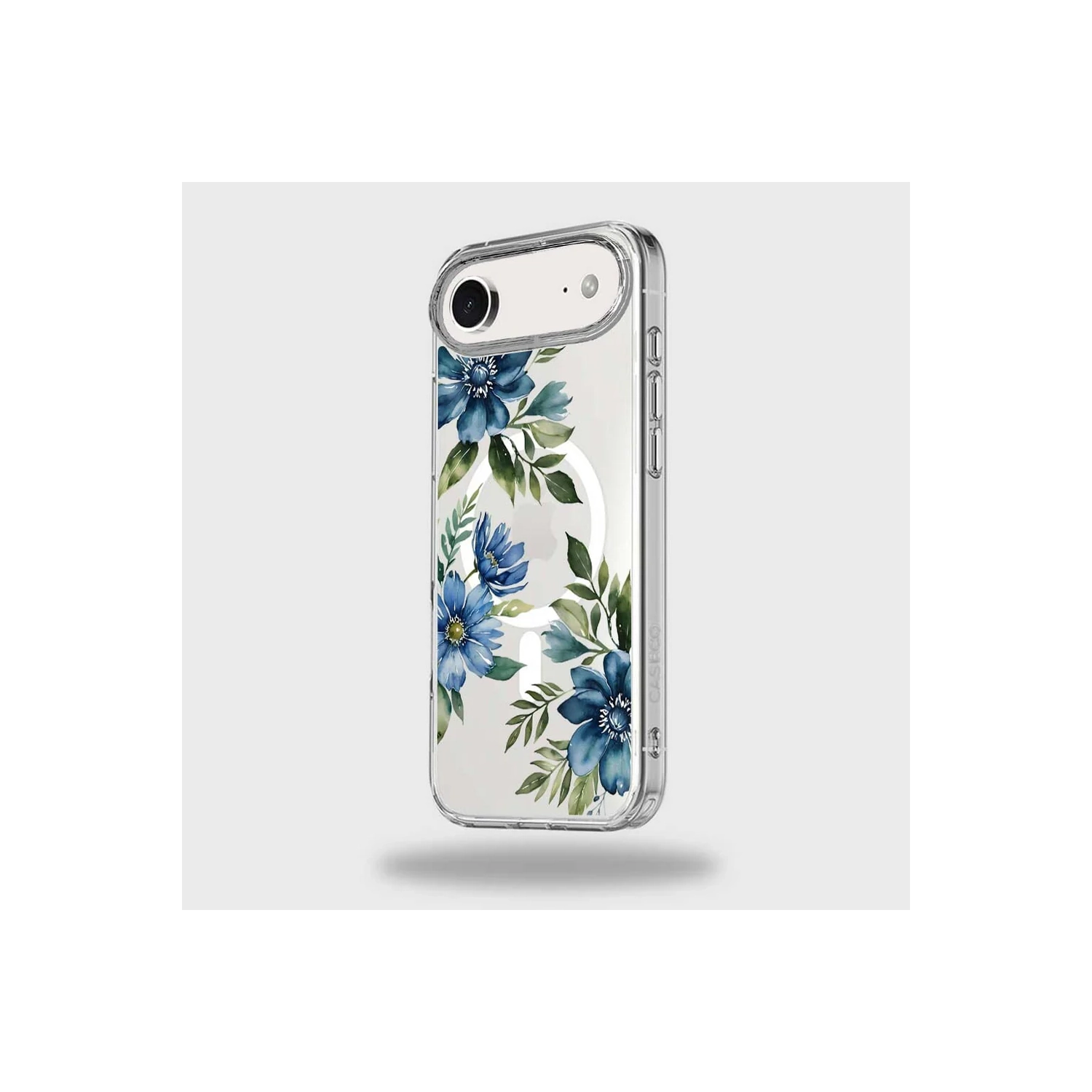 iPhone Air Blue Floral Clear Case With MagSafe