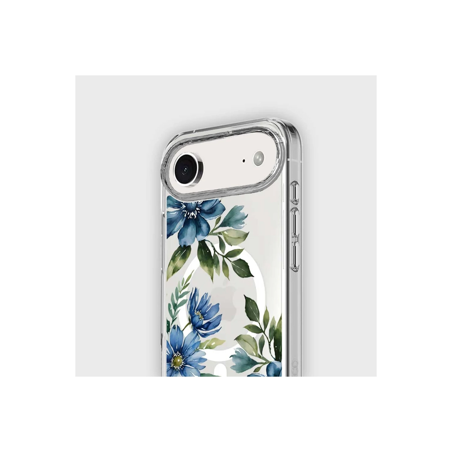 iPhone Air Blue Floral Clear Case With MagSafe