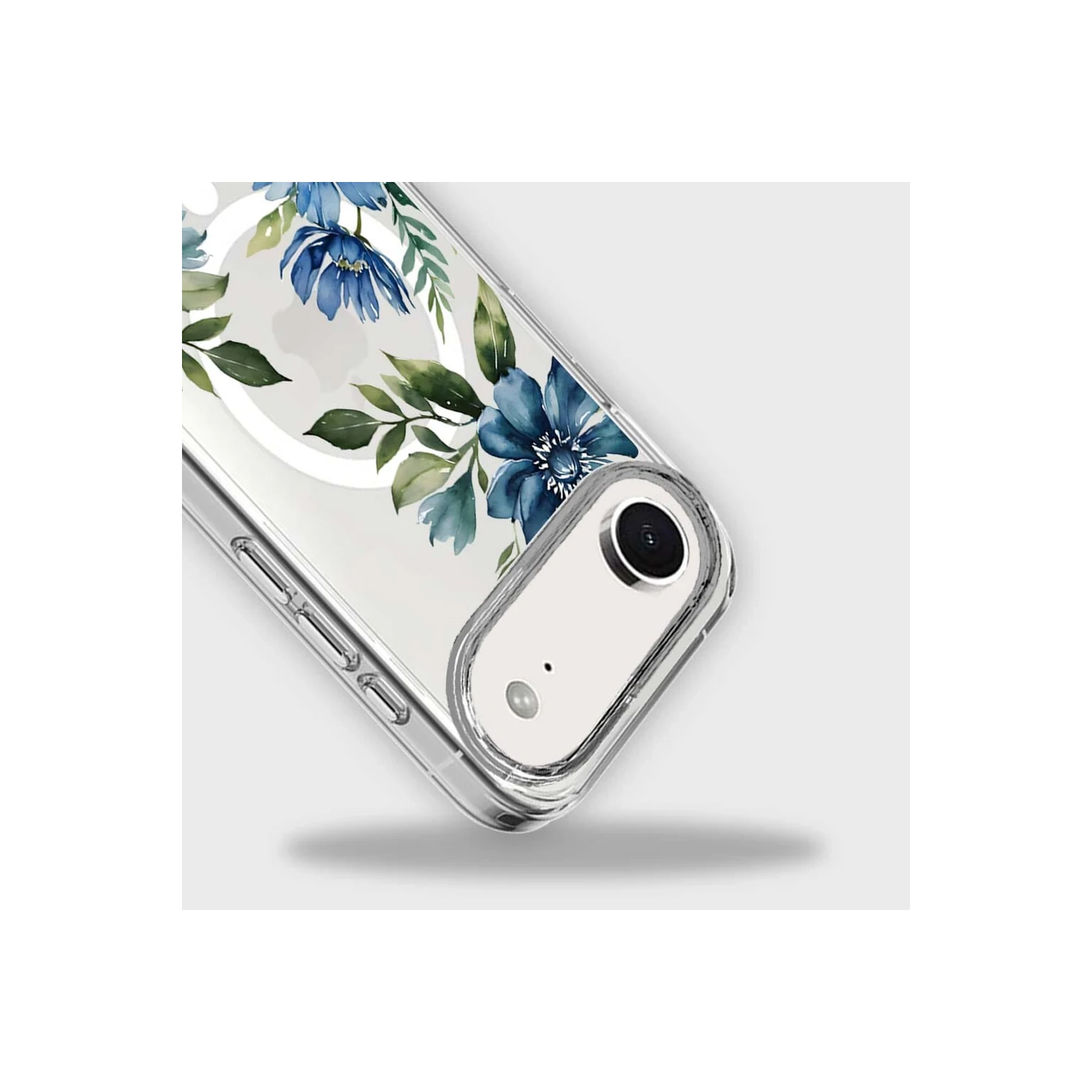 iPhone Air Blue Floral Clear Case With MagSafe