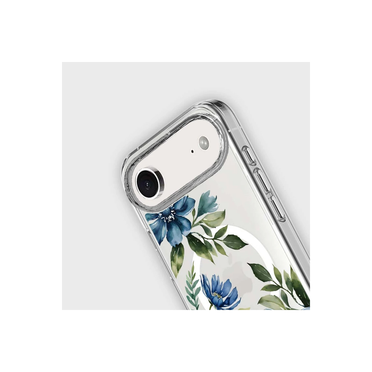 iPhone Air Blue Floral Clear Case With MagSafe