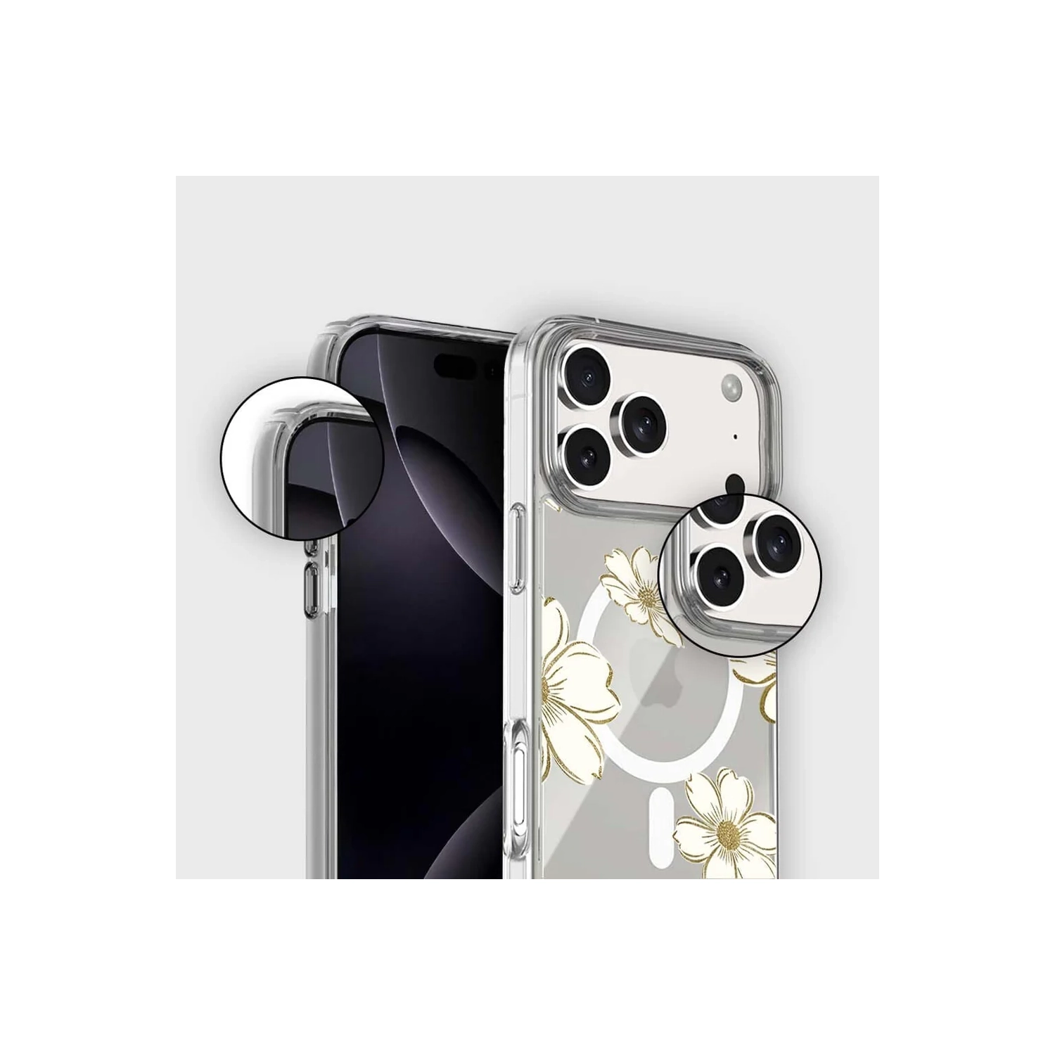 MagSafe iPhone 17 Pro Max Gold Pattern Clear Case