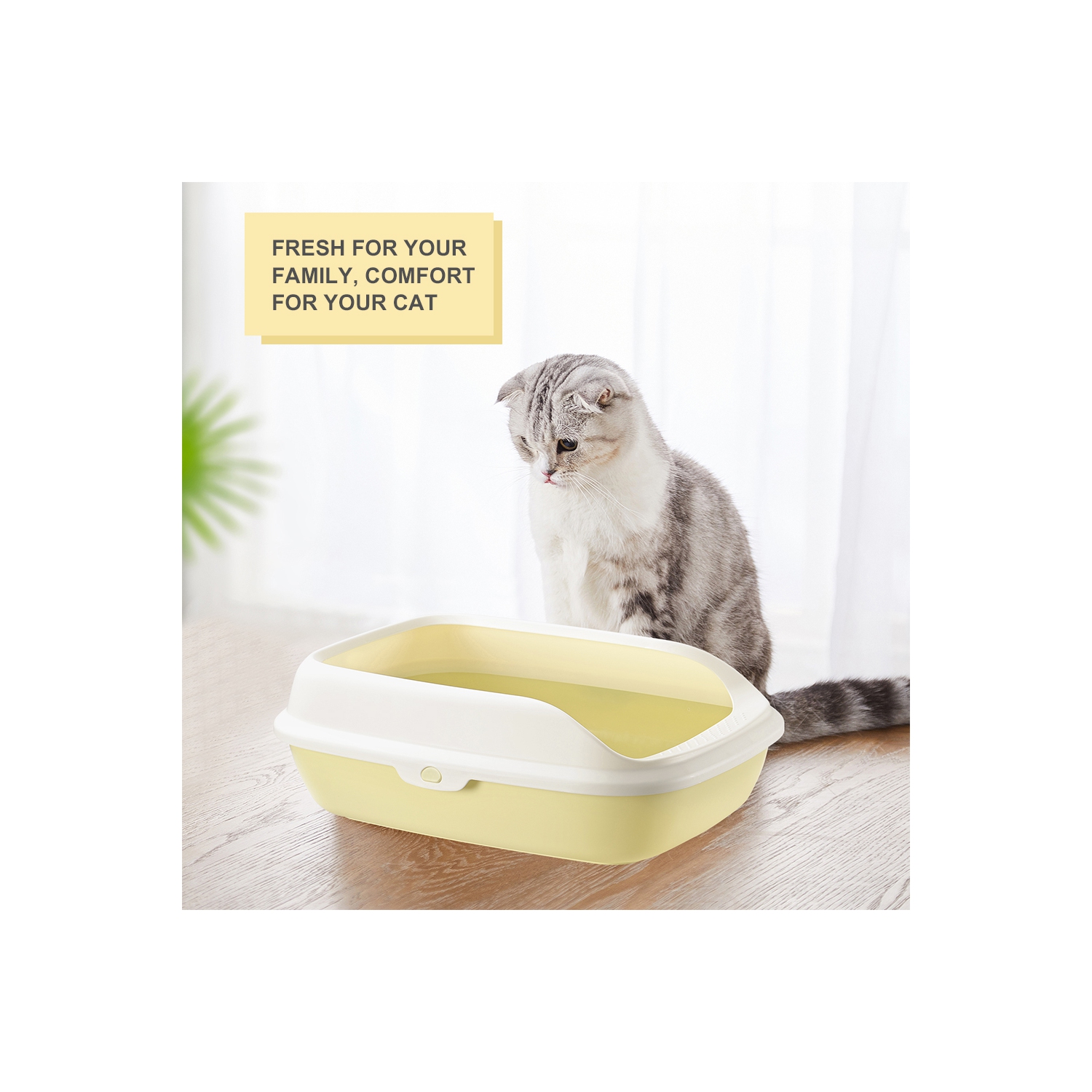 Strong Material Cat Toilet open Cat Litter Box Cat Litter Tray Matcha