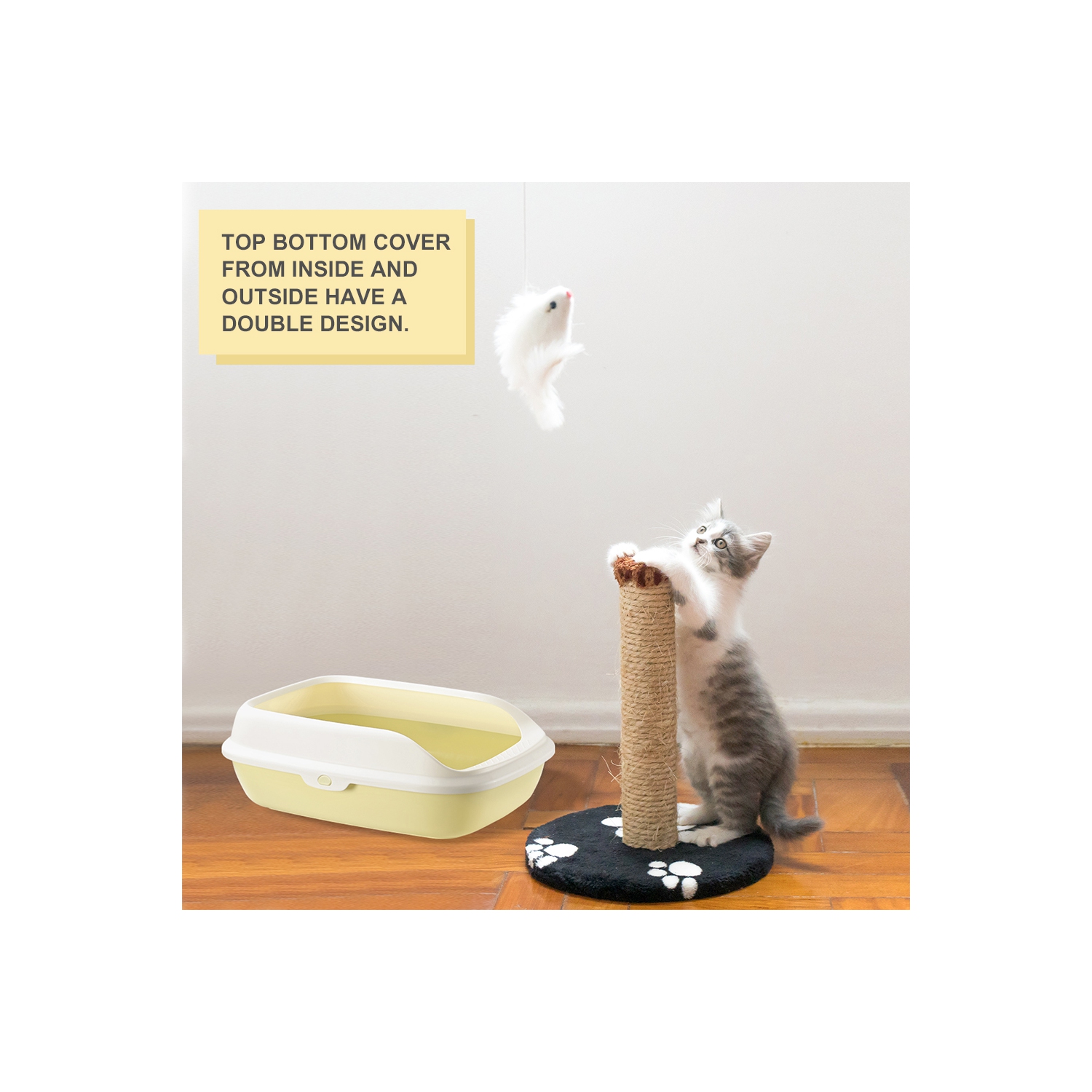 Strong Material Cat Toilet open Cat Litter Box Cat Litter Tray Matcha