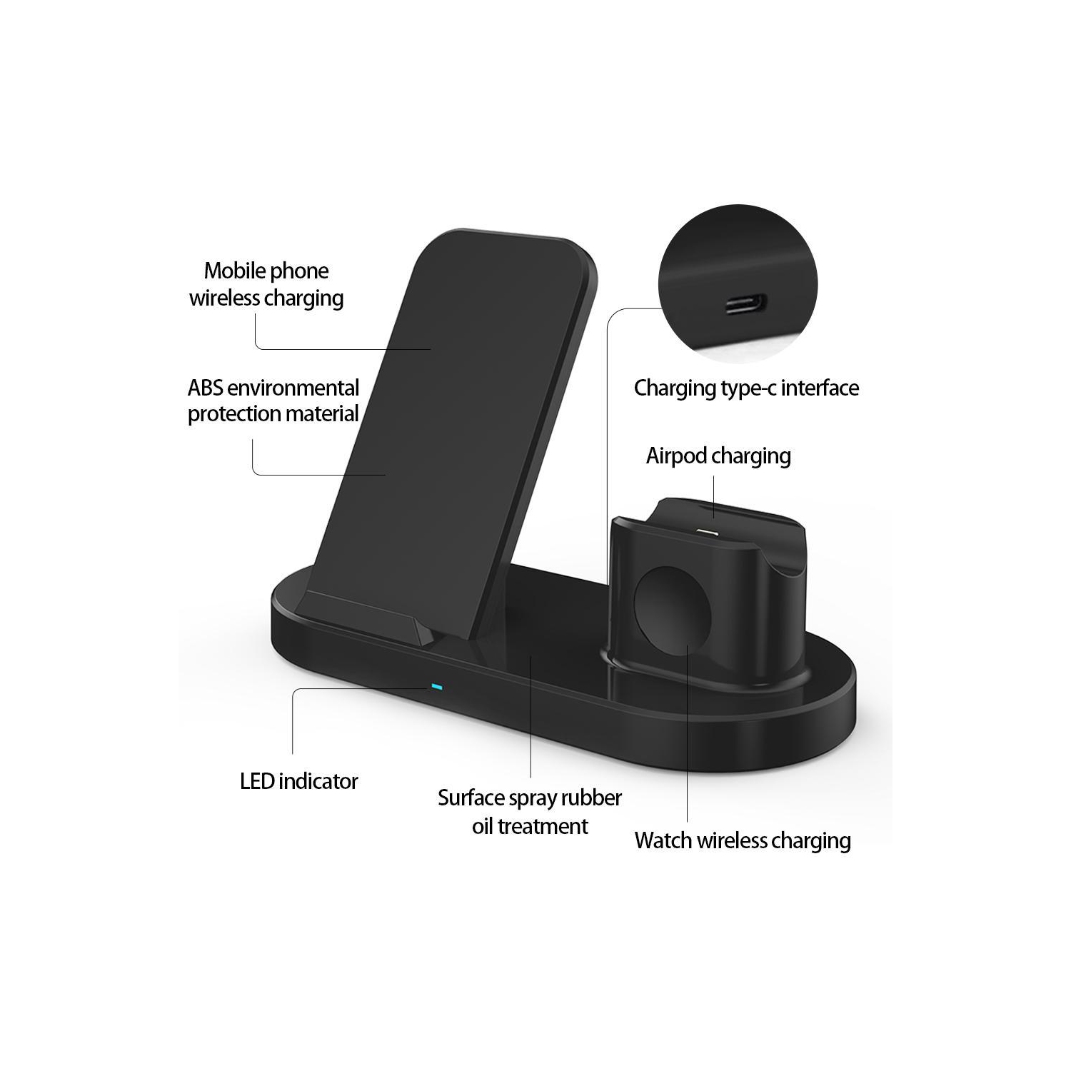 15W 3 In 1 Wireless Charger Stand for iPhone AirPods Pro Apple Watch