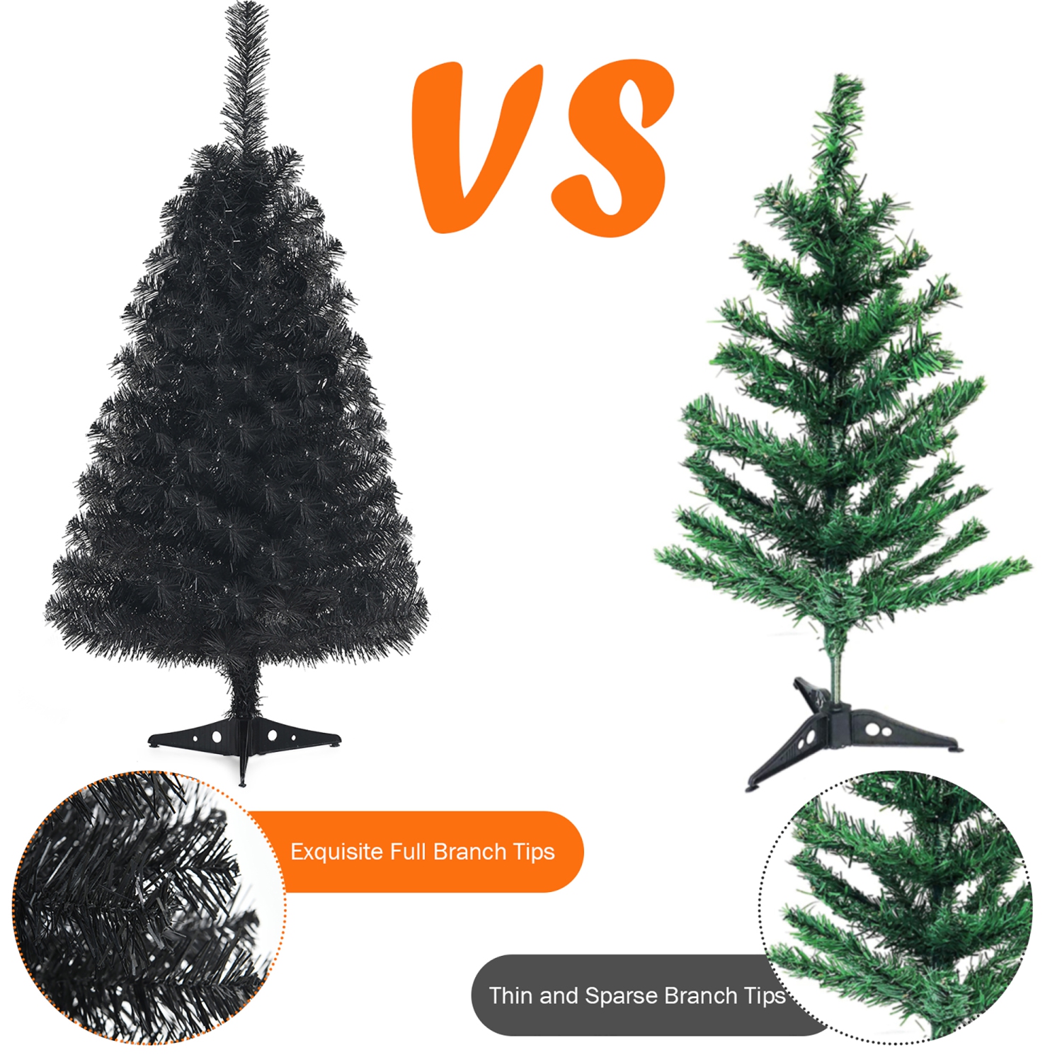 Costway 3ft Unlit Artificial Christmas Halloween Mini Tree Black w/Plastic Stand