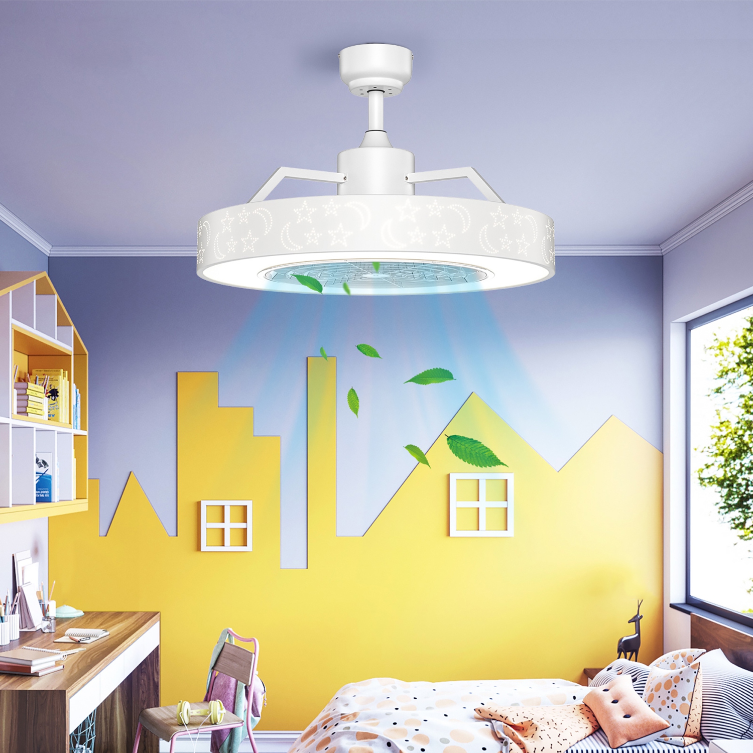 Ventilateur de plafond de 58.5 cm avec lumière DEL Costway, couleur réglable, 3 vitesses, télécommande