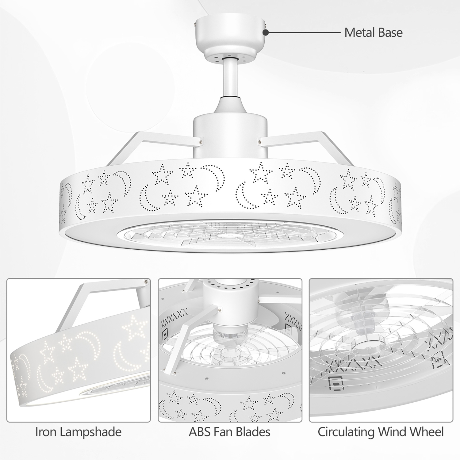 Ventilateur de plafond de 58.5 cm avec lumière DEL Costway, couleur réglable, 3 vitesses, télécommande