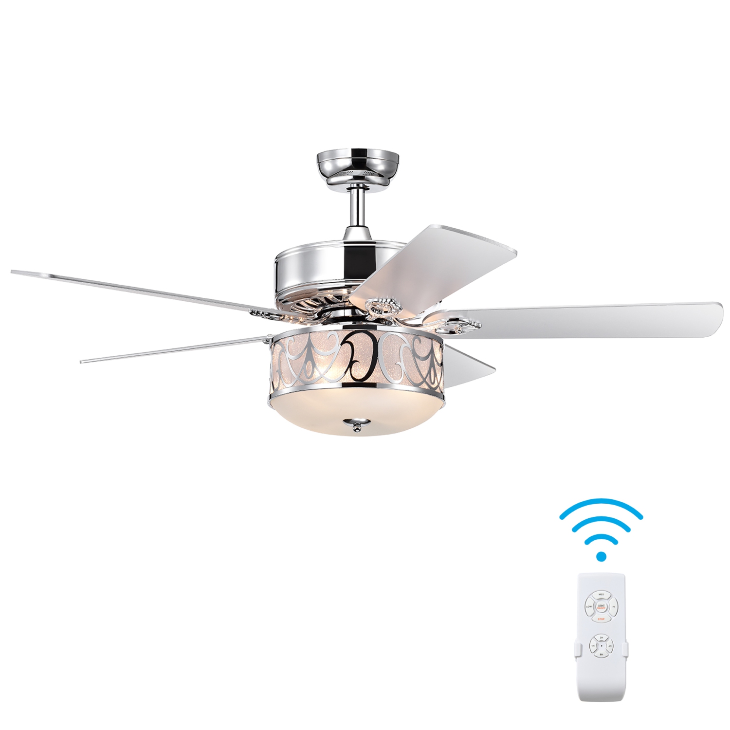 Costway 52" Ceiling Fan W/Light Reversible Blade Adjustable Speed Remote Control