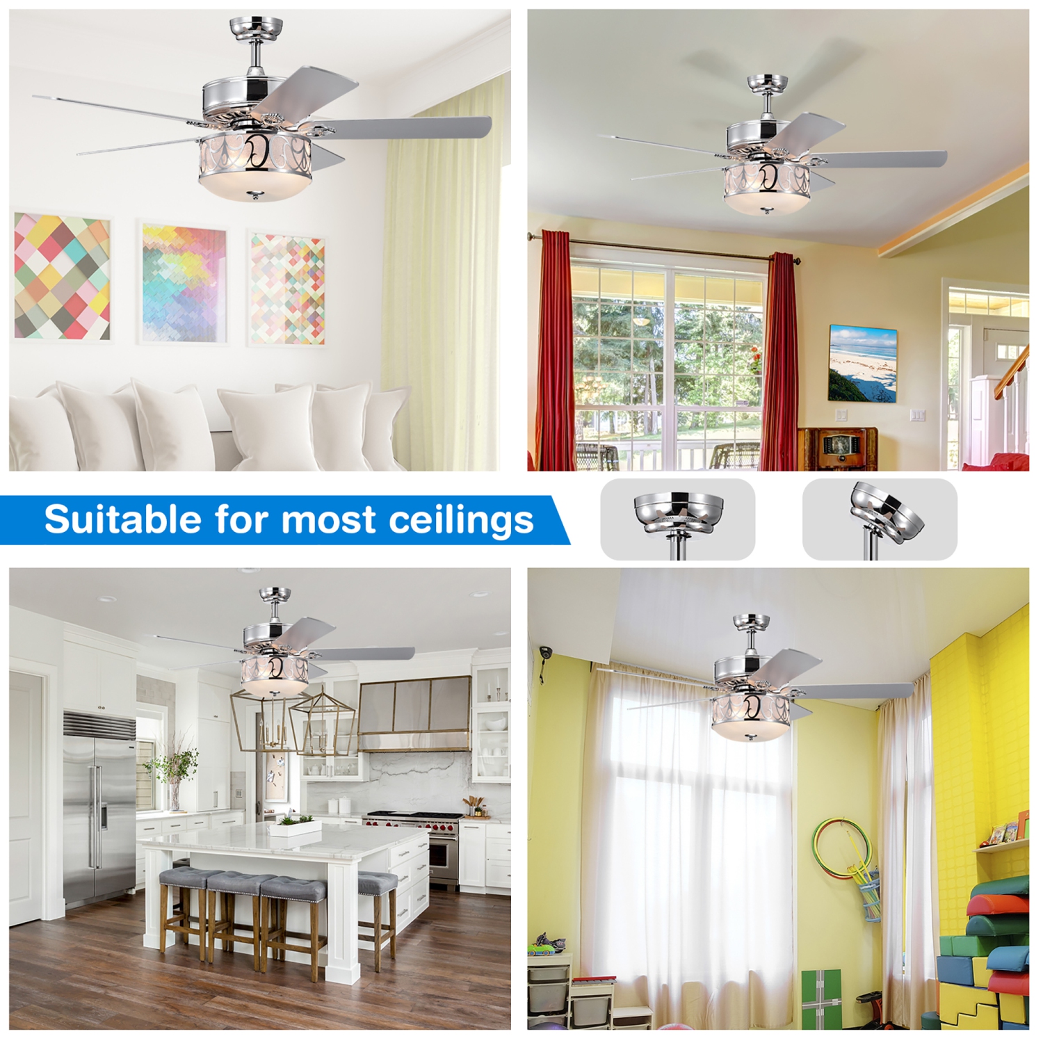 Costway 52" Ceiling Fan W/Light Reversible Blade Adjustable Speed Remote Control