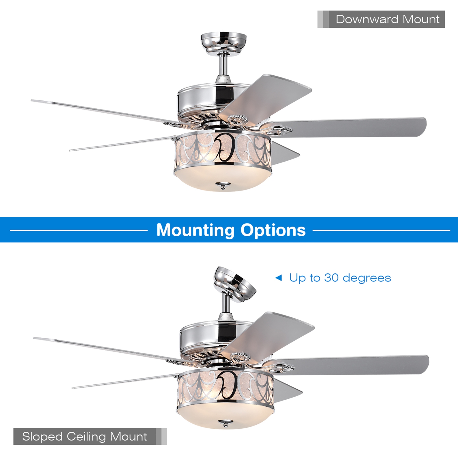 Costway 52" Ceiling Fan W/Light Reversible Blade Adjustable Speed Remote Control
