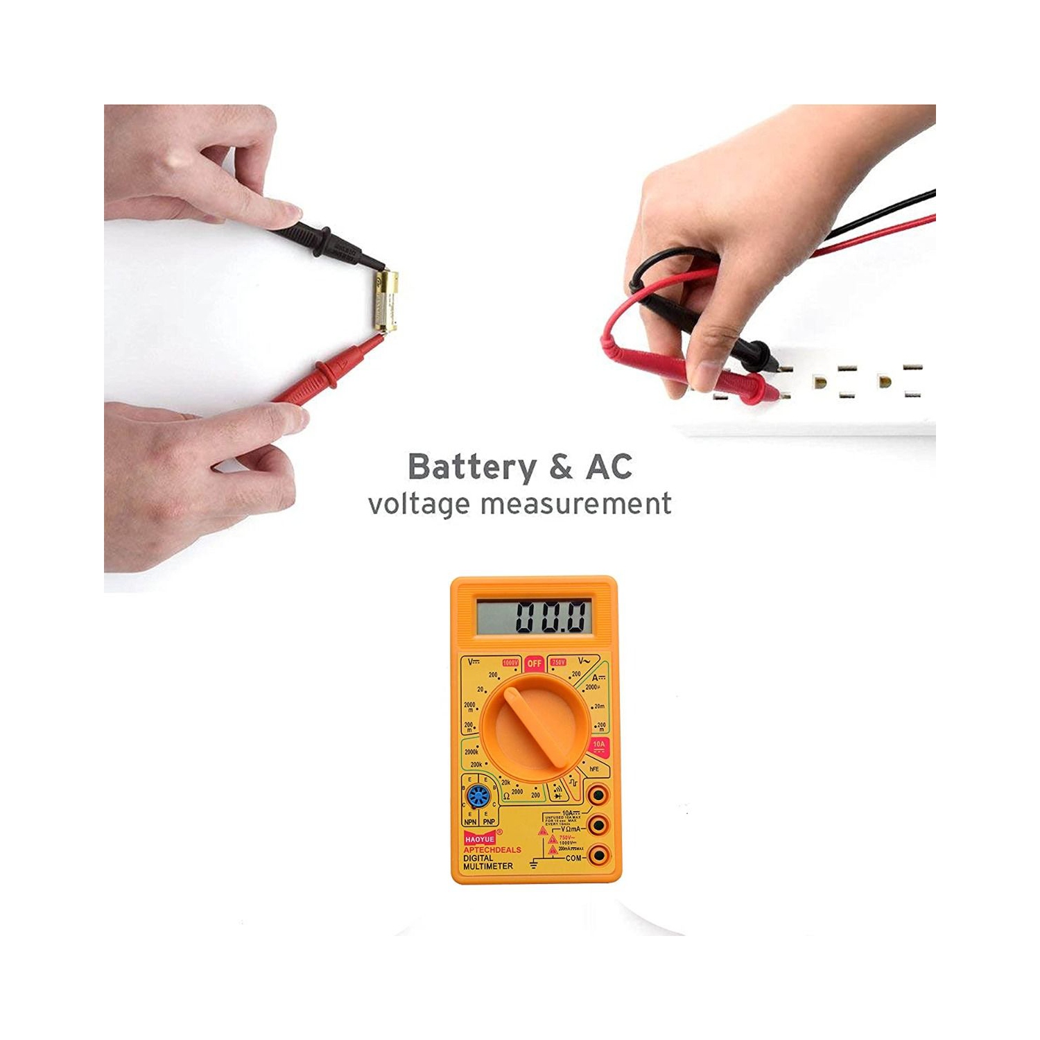 ISTAR Digital Multimeter, TRMS 1999 Counts Auto-Ranging Ohmmeter Voltmeter 1.5v/9v/12v Battery Voltage Tester Measure Voltage Current Resistance