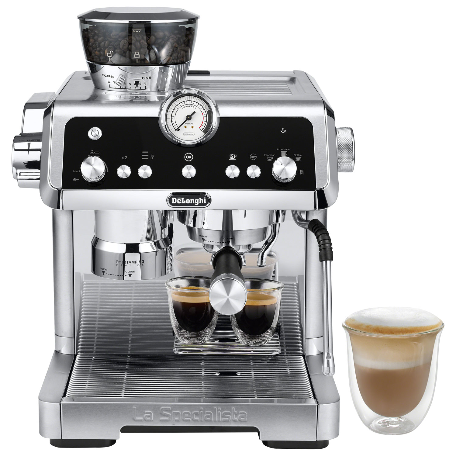 De'Longhi La Specialista Prestigio Manual Espresso Machine with Frother & Coffee Grinder - Stainless