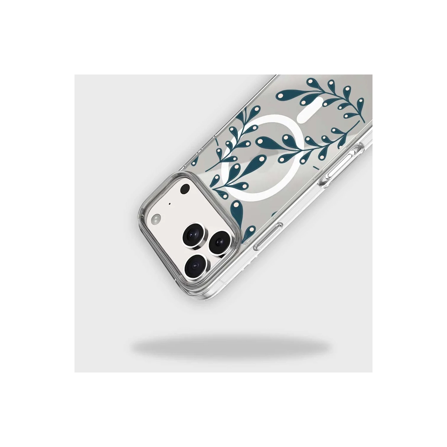 MagSafe iPhone 14 Teal Flower Case