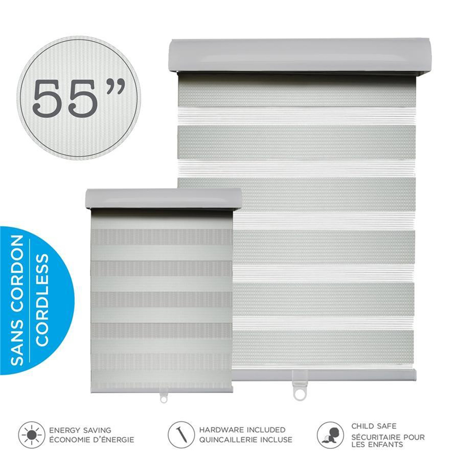 Hauz 5584GRYCD - 55 '' X 84 '' Alternate Blinds Window Shade, Cordless, Grey