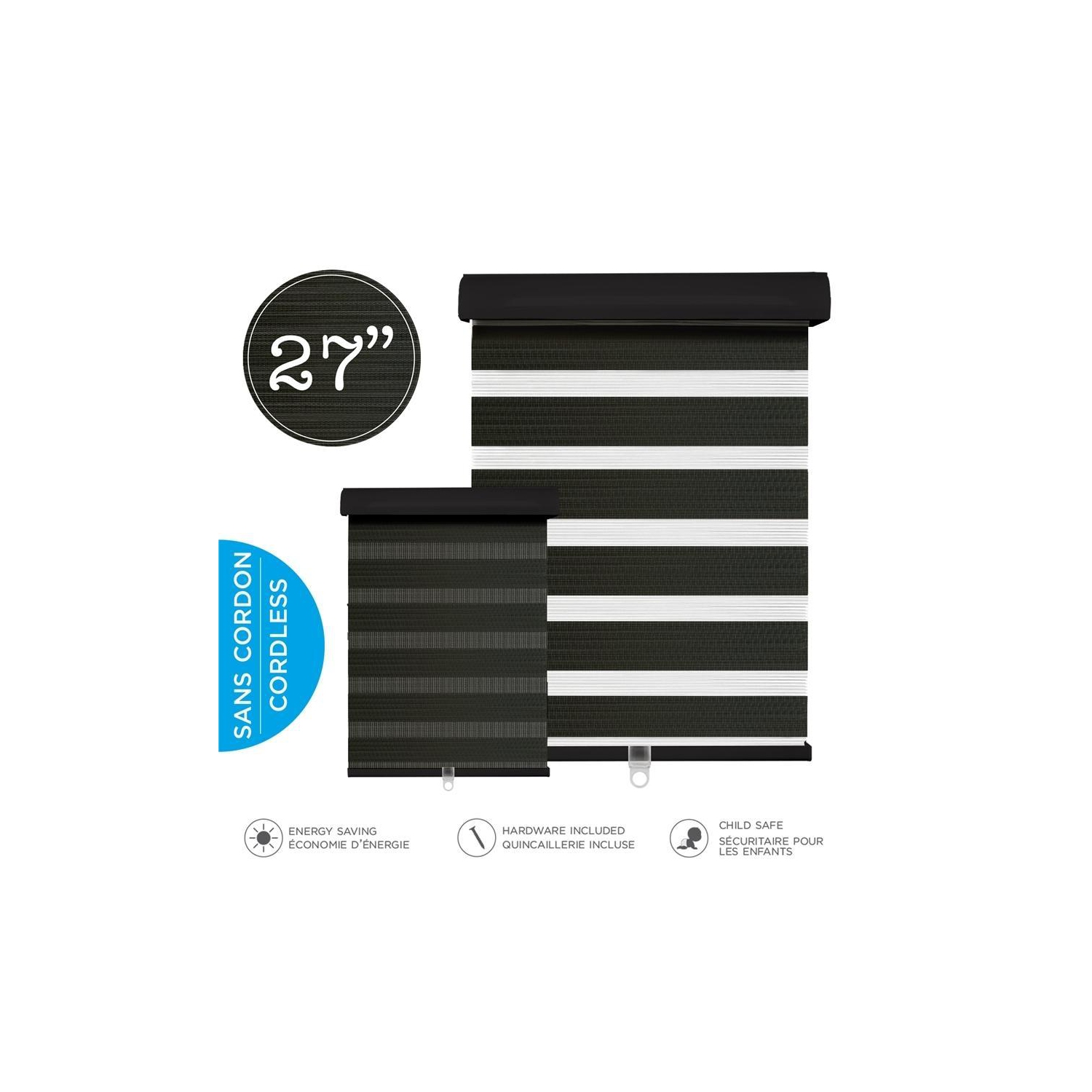 Hauz 2784WDCOFCD - 27 '' X 84 '' Alternate Blinds Window Shade, Cordless, Wood Grain Dark Oak