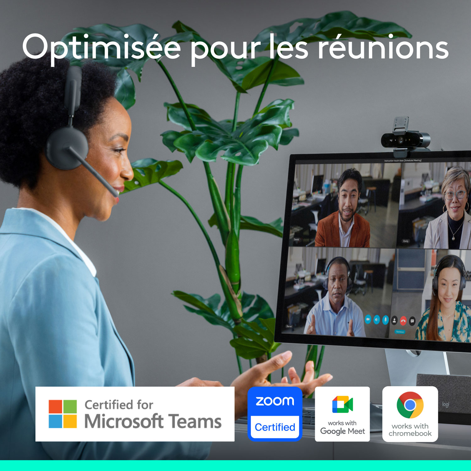 Logitech Brio 4K Pro Webcam with HDR & Noise-Cancelling Mics