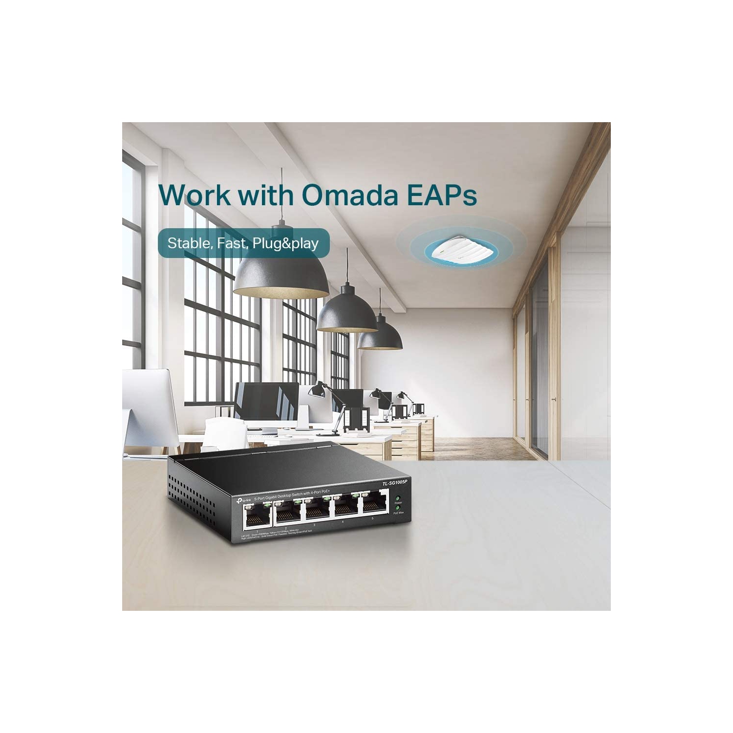 TP-Link – Commutateur PoE Gigabit à 5 ports 4 ports PoE @56W, ordinateur de bureau, prêt à l’emploi