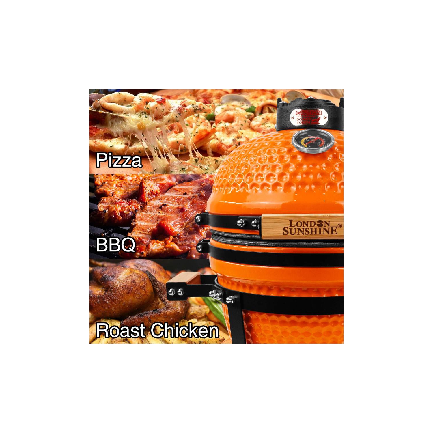 London Sunshine Ceramic Kamado Charcoal BBQ Griller - 13 inch Cadet Series