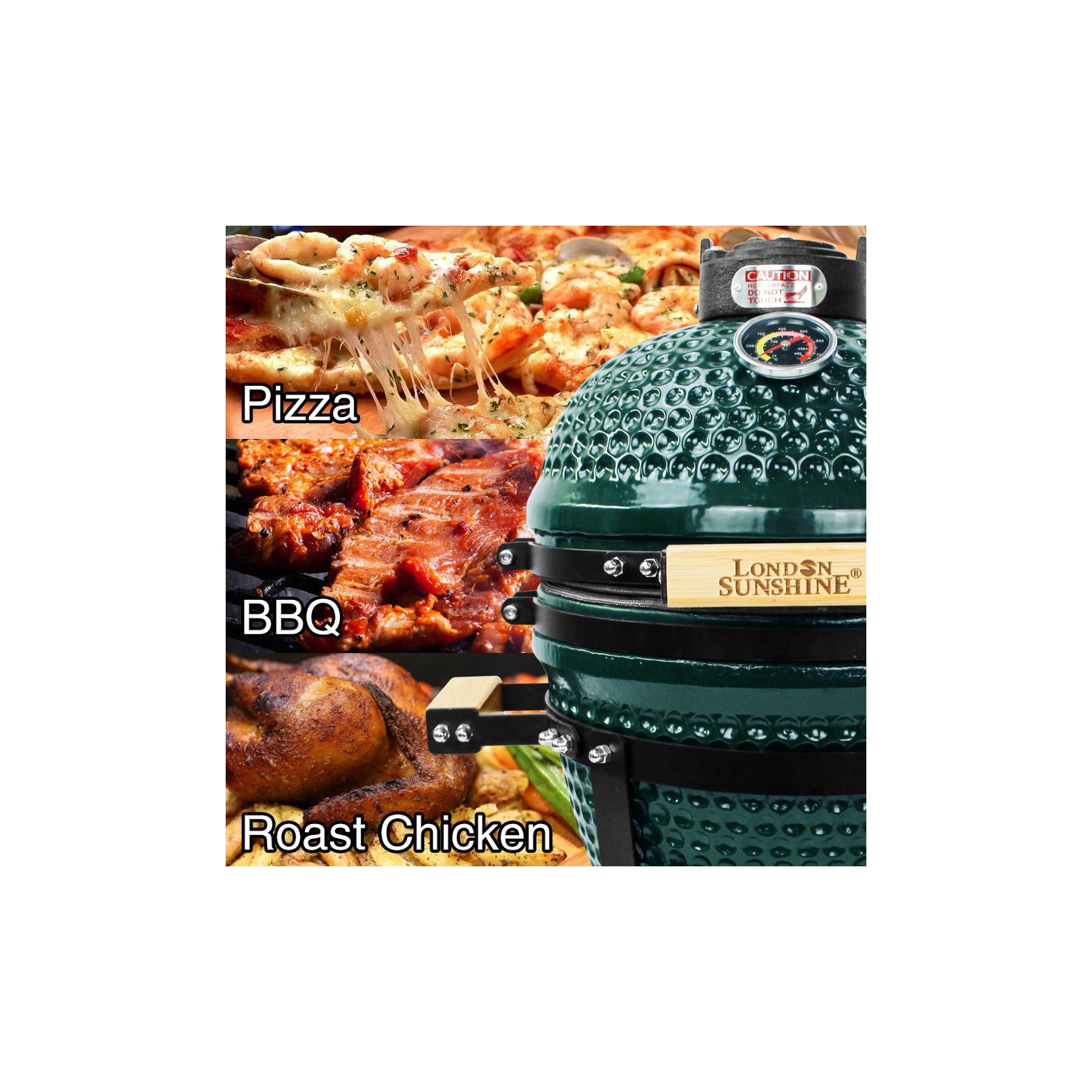 Barbecue au charbon de bois Ceramic Kamado de London Sunshine - Série Cadet de 13 po