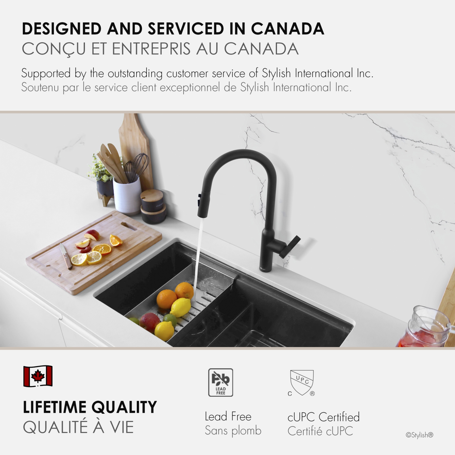 STYLISH Kitchen Sink Faucet Single Handle Pull Down Dual Mode Stainless Steel, Matte Black Finish K-133N