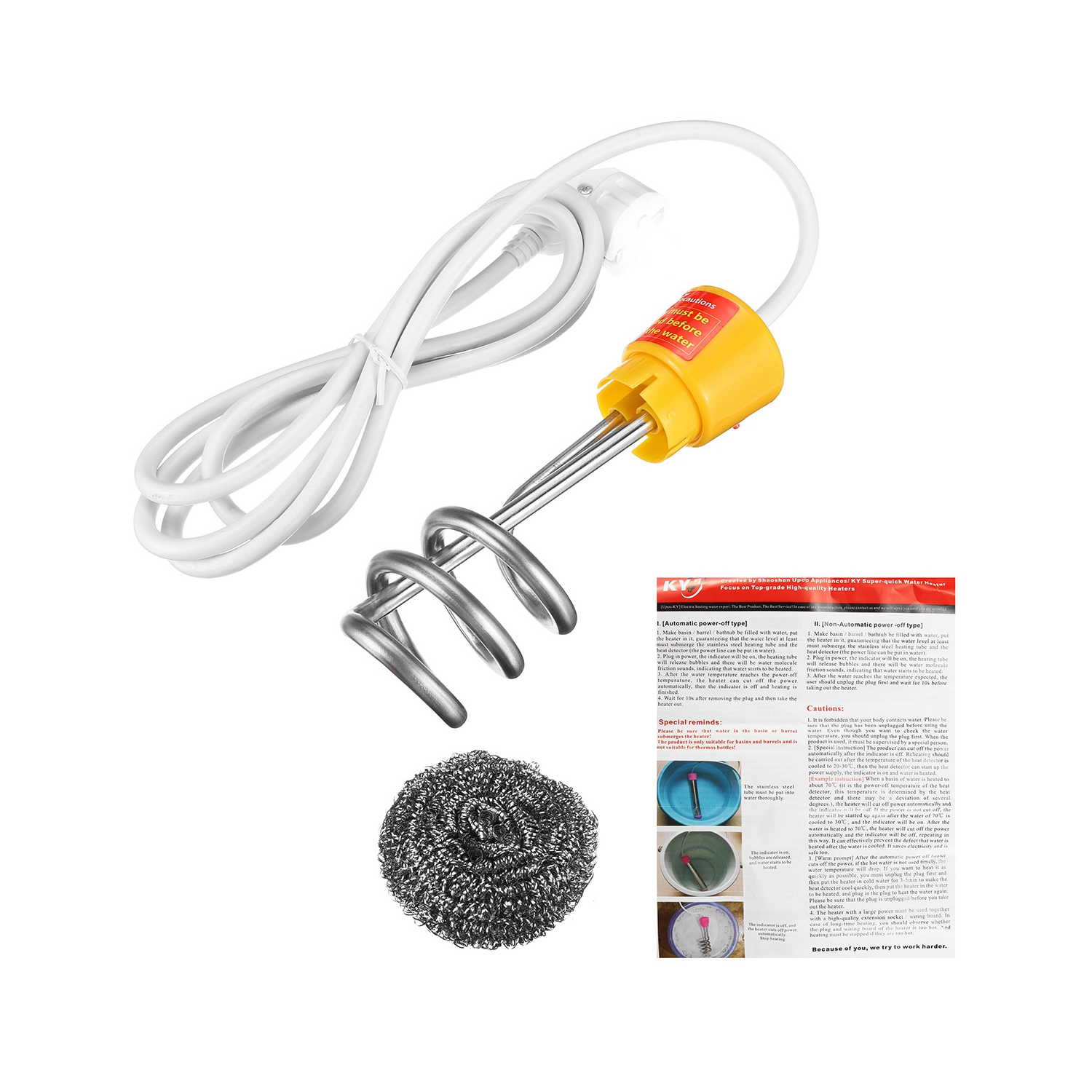 ISTAR 1500W Swimming Pool Water Heater Quick Heater Suspension Electric Heating Rod for Inflatable Tub Travel Camping