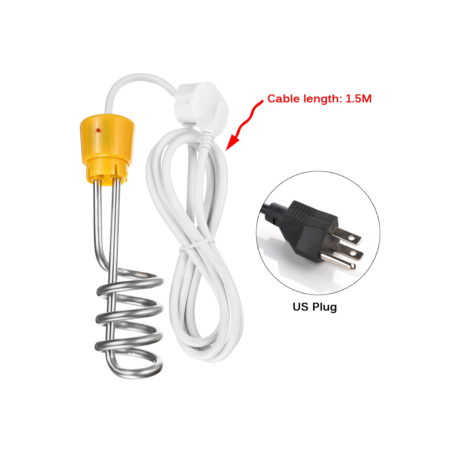 ISTAR 1500W Swimming Pool Water Heater Quick Heater Suspension Electric Heating Rod for Inflatable Tub Travel Camping