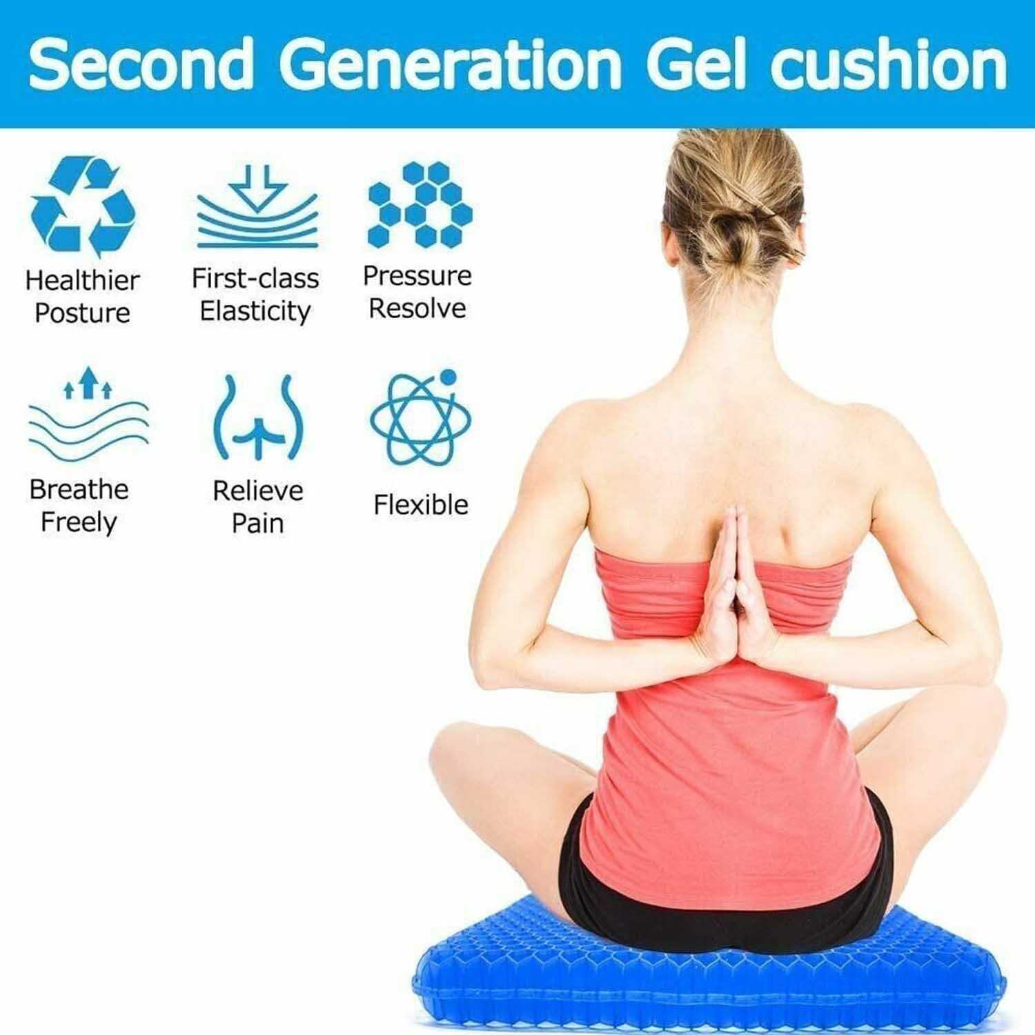 ISTAR Gel Seat Cushion Double Pressure Relief with Non-Slip Cover Breathable Design for Office Chair Car Wheelchair