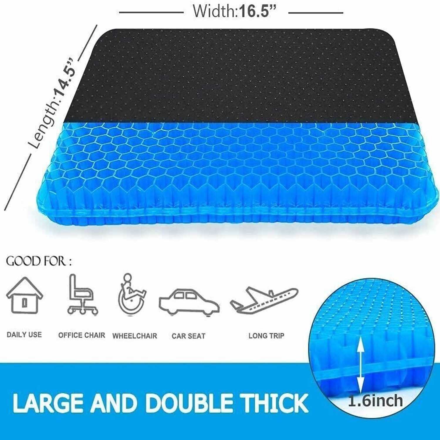 ISTAR Gel Seat Cushion Double Pressure Relief with Non-Slip Cover Breathable Design for Office Chair Car Wheelchair