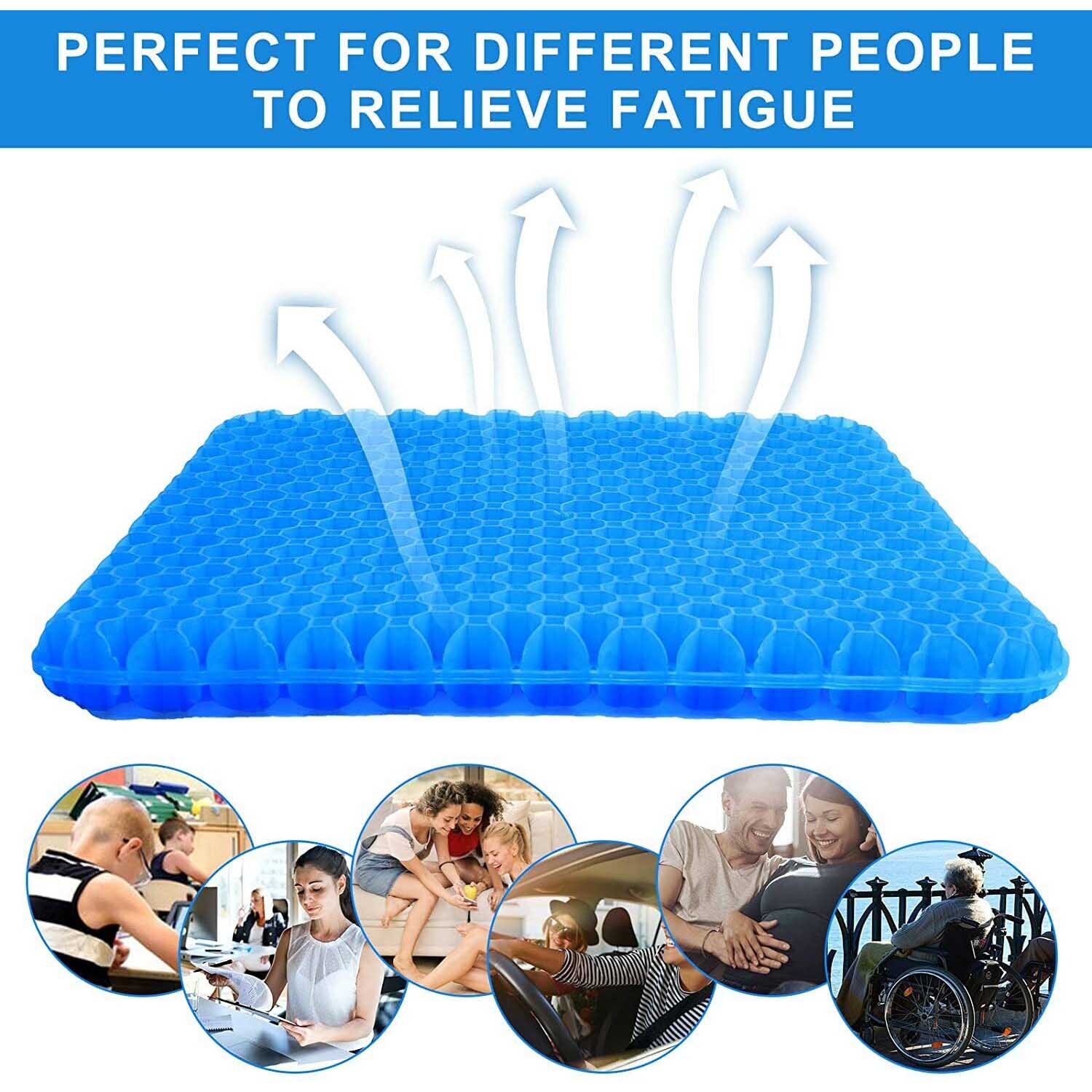 ISTAR Gel Seat Cushion Double Pressure Relief with Non-Slip Cover Breathable Design for Office Chair Car Wheelchair