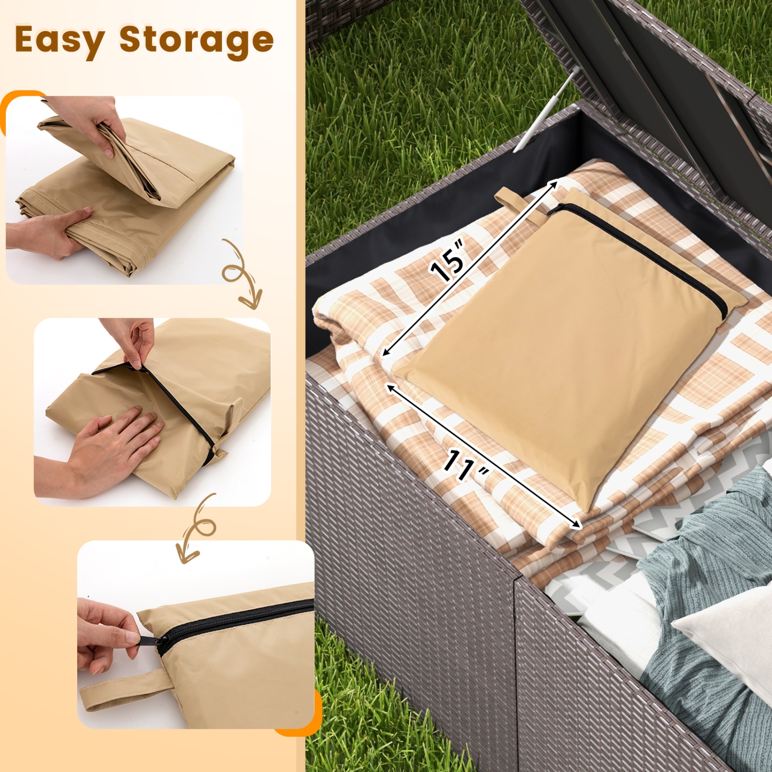 Costway Patio Standing Propane Heater Cover Waterproof W/Zipper and Bag Black