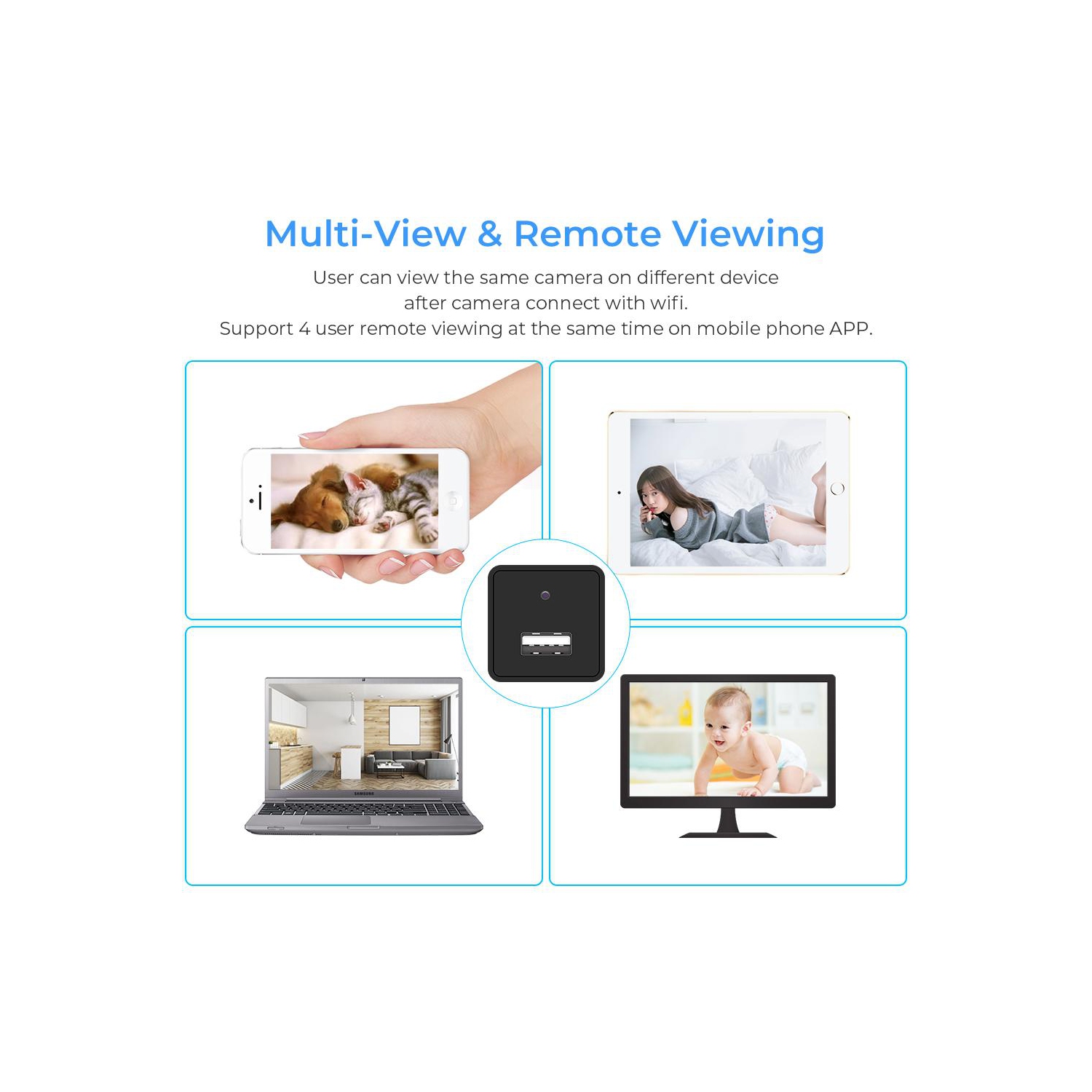 Mini chargeur USB WI-FI caméra HD 1080p