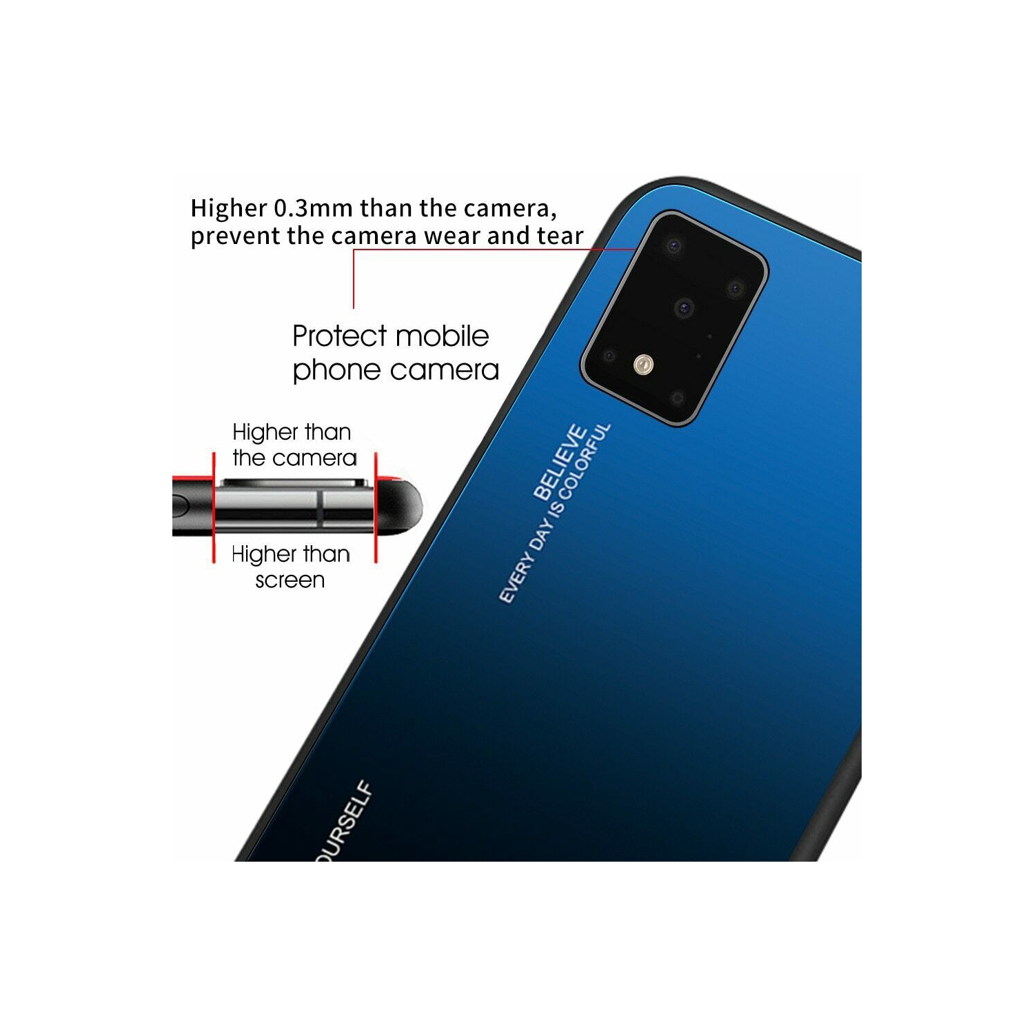 Gradient Tempered Glass Phone Case Cover For Samsung Galaxy A71