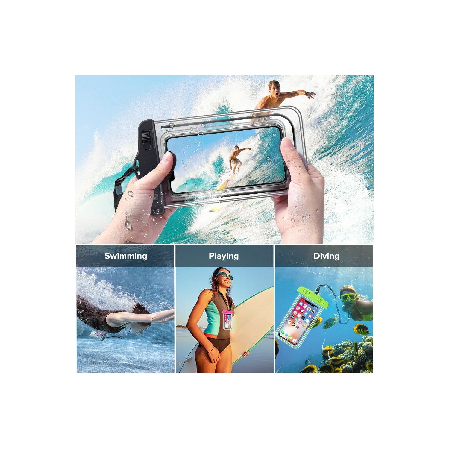 Étui étanche universel pochette pour téléphone cellulaire étanche Coque Étui étanche pour iPhone Samsung