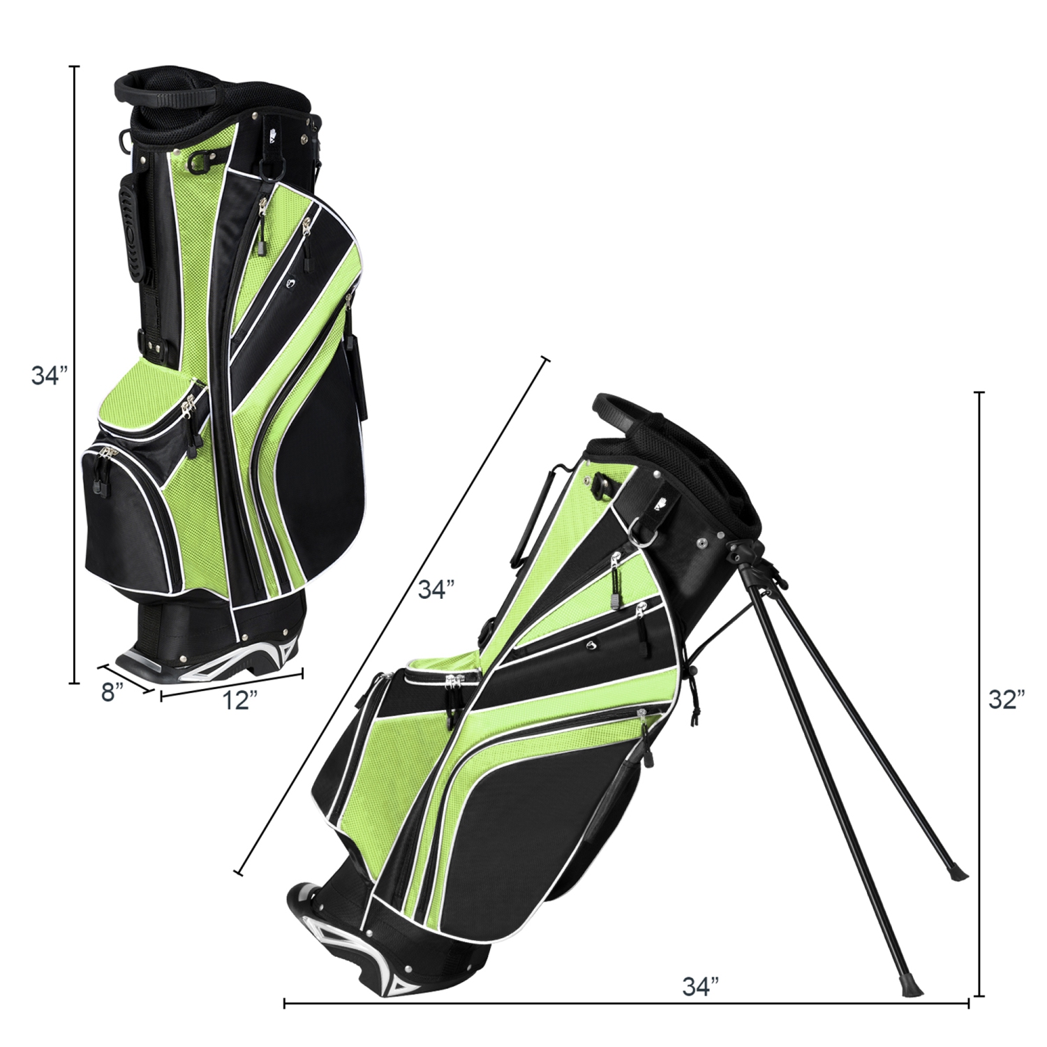 Gymax Golf Stand Bag 6 Way Divider Golf Carry Bag w/ Straps & 7 Storage Pockets
