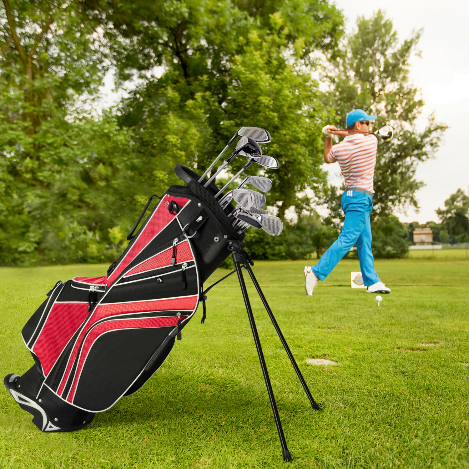 Sac de golf avec trépied Gymax