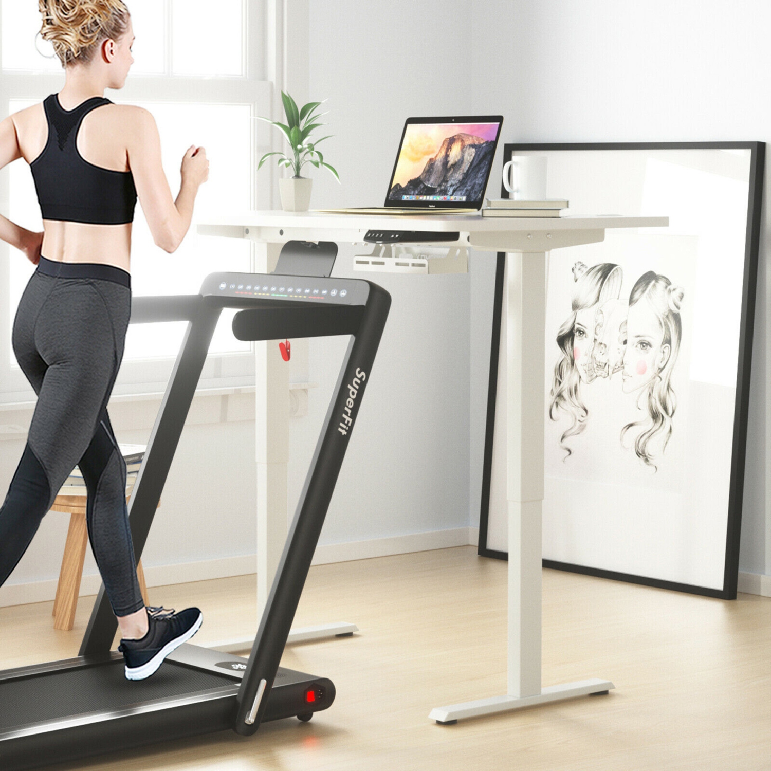Gymax Electric Standing Desk Sit to Stand Height Adjustable Dual Motor