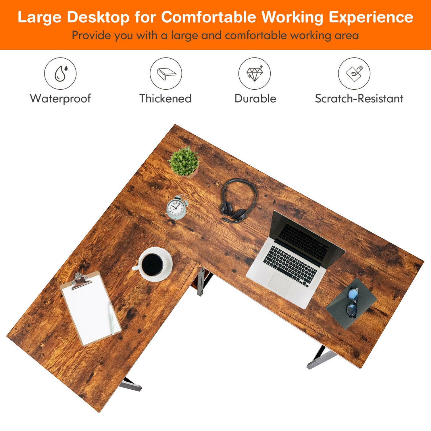 Bureau informatique en coin Gymax