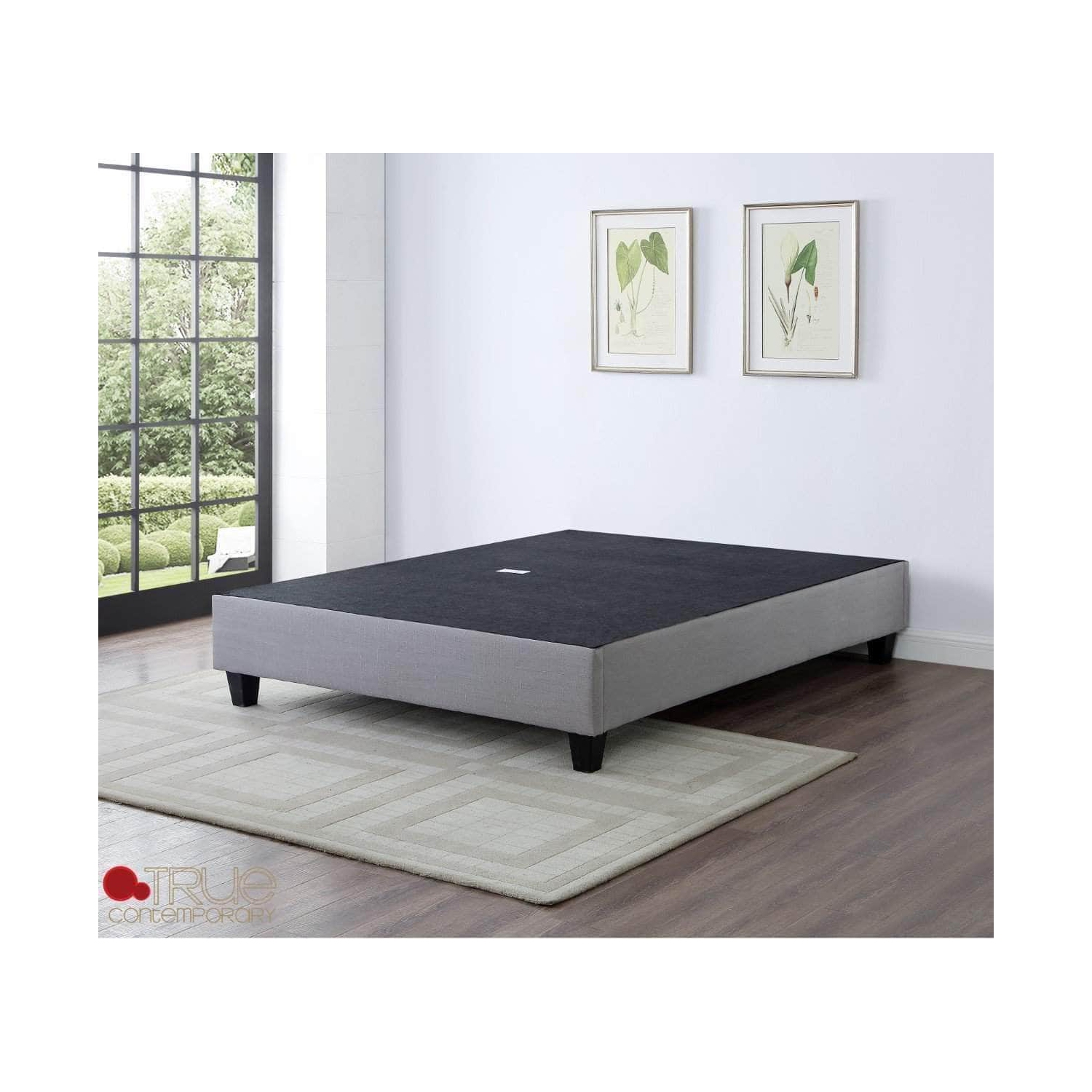 Lit plateforme contemporain gris à base EZ Base True