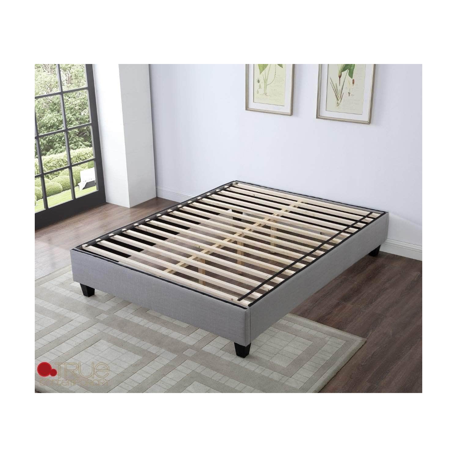 Lit plateforme contemporain gris à base EZ Base True