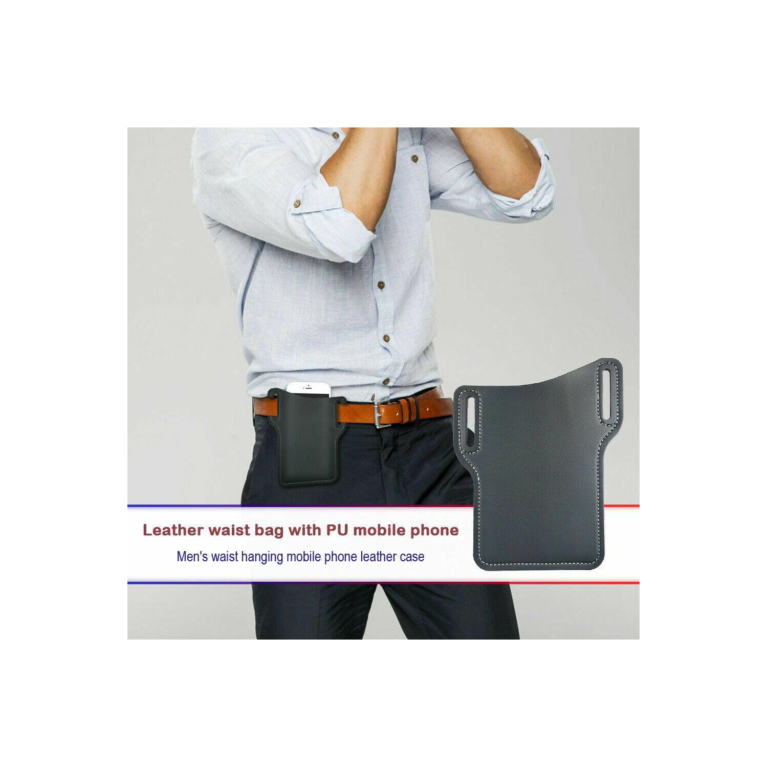 New Mens Cell Phone Leather Pouch Belt Pack Bag Loop Waist Holster Case Covers