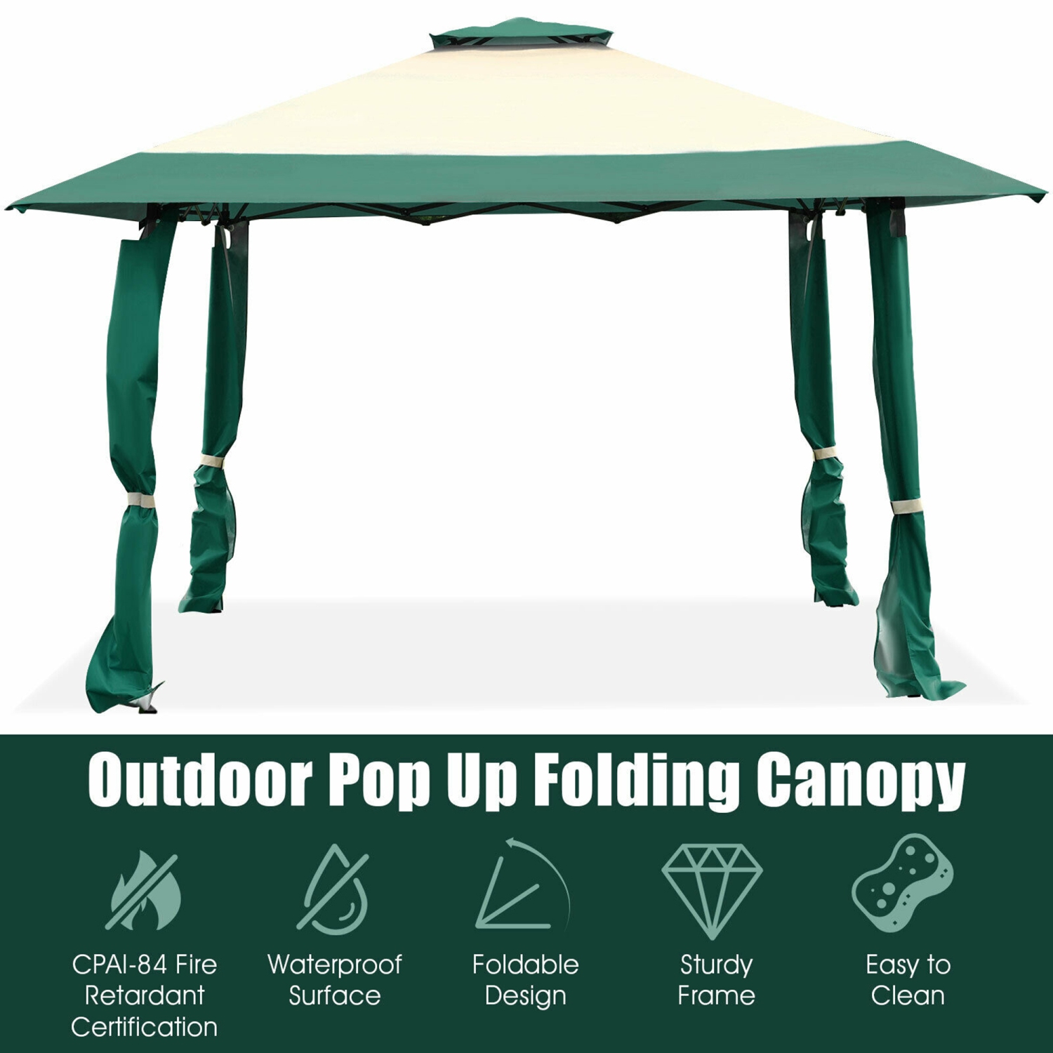 Gymax 13' x 13' Folding Patio Pop-up Gazebo Canopy Tent Outdoor Shelter Shade