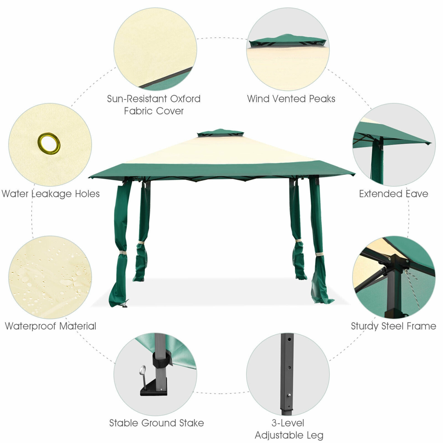 Gymax 13' x 13' Folding Patio Pop-up Gazebo Canopy Tent Outdoor Shelter Shade