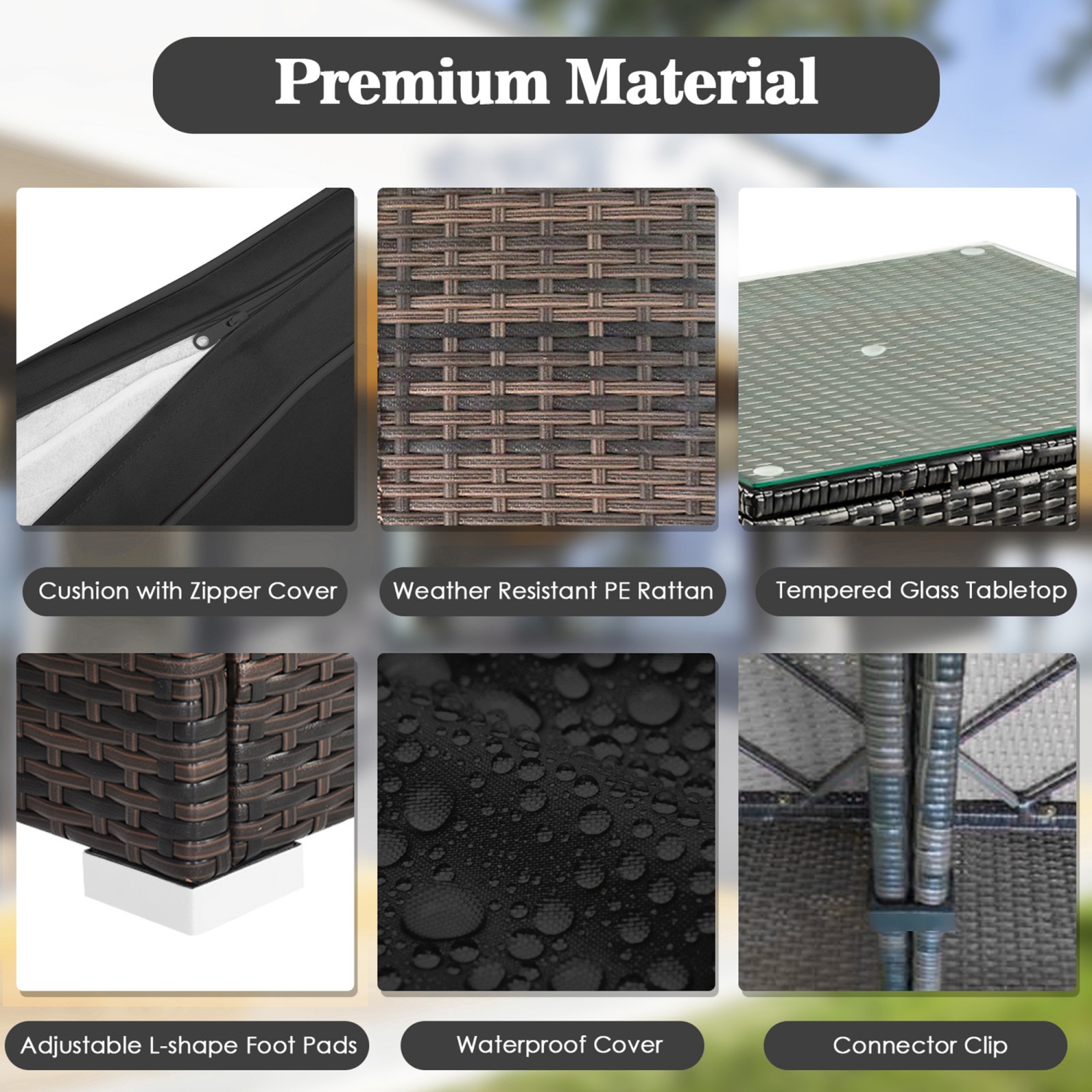 Meubles 5 Pièces de Marque Gymax en Rotin Pour Patio Ensemble de Canapés Ensemble De Meubles Avec Coussins noir