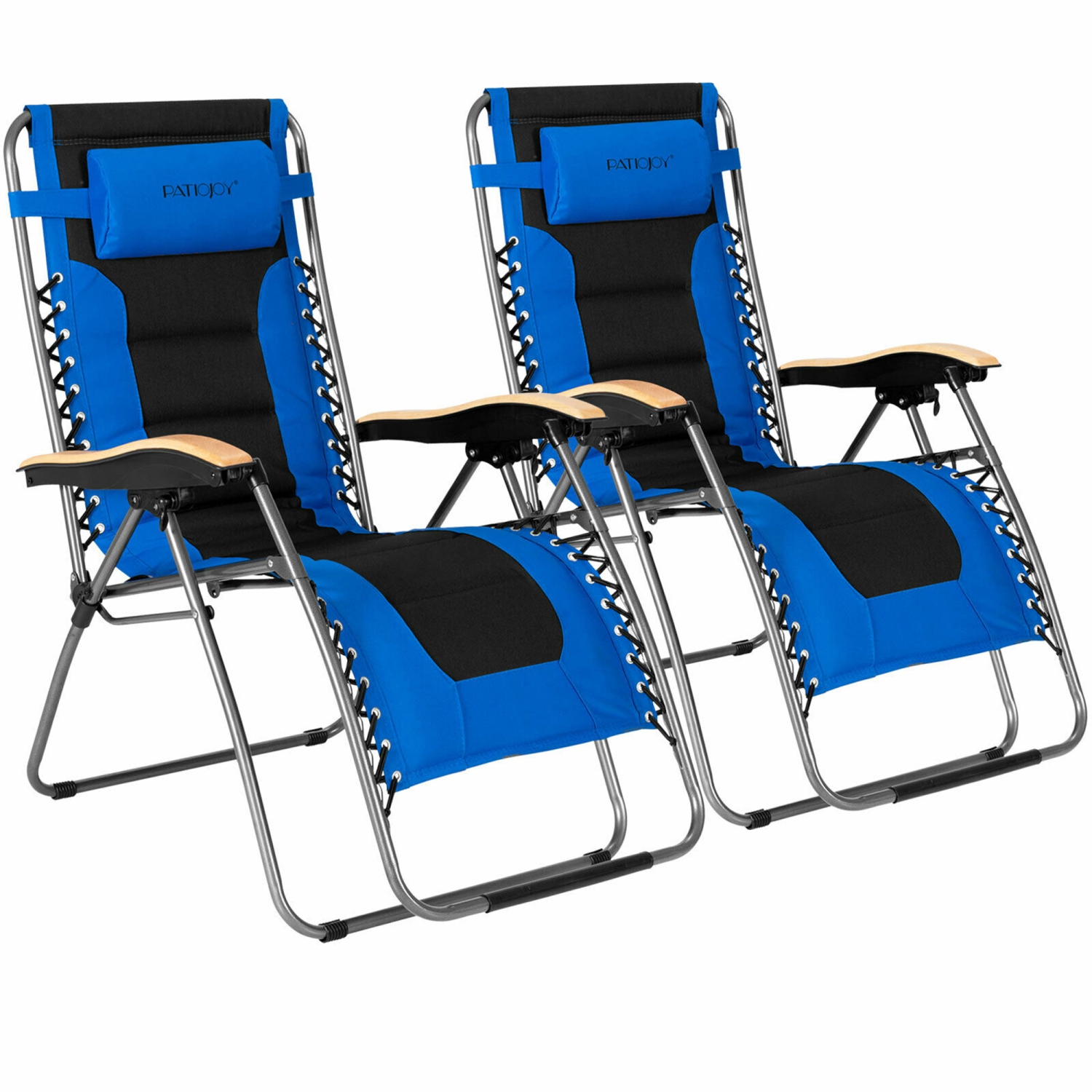 Gymax 2PCS Folding Chair Padded Lounge Chair w/ Beech Armrests