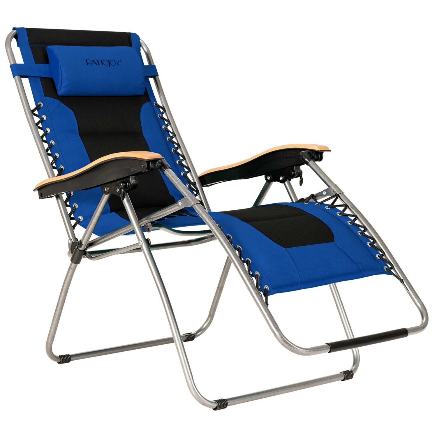 Gymax 2PCS Folding Chair Padded Lounge Chair w/ Beech Armrests