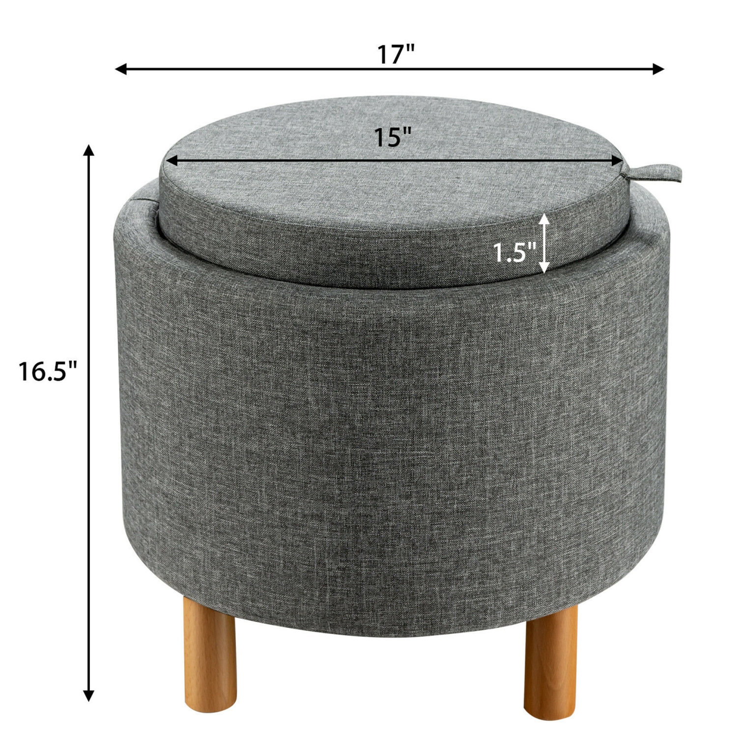 Pouf rond avec rangement Gymax