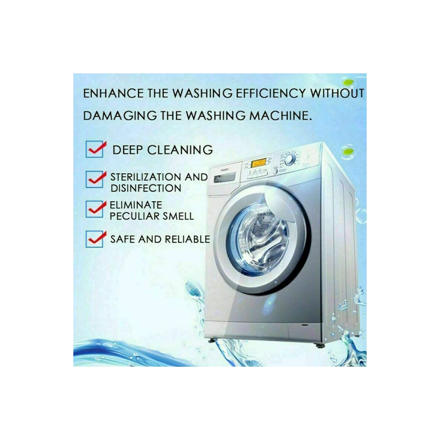 ISTAR Effervescent Tablet Washer Cleaner,Solid Washing Machine Cleaner,Deep Cleaning Remover with Triple Decontamination for Bath Room Kitchen