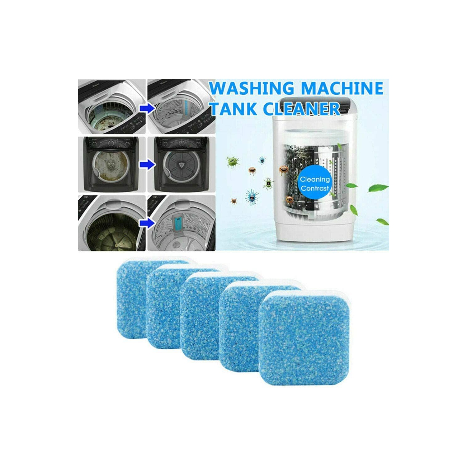 ISTAR Effervescent Tablet Washer Cleaner,Solid Washing Machine Cleaner,Deep Cleaning Remover with Triple Decontamination for Bath Room Kitchen